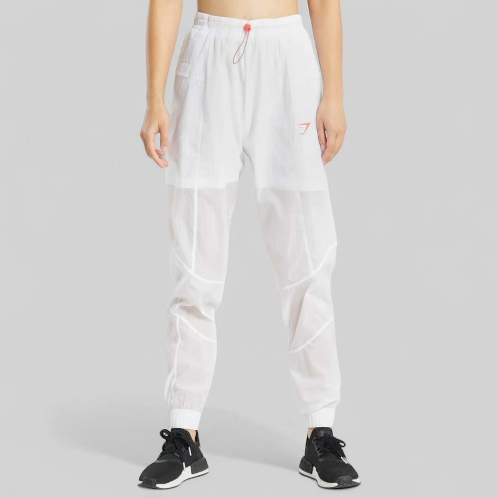 Gymshark White Joggers with Pink Accent